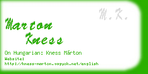 marton kness business card